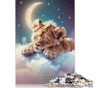 1000 Pieces Puzzles for Adults Sleeping Lion Cub on Clouds Square Puzzle for Adults & Wooden Puzzles Home Decor 1000pcs (75x50cm)