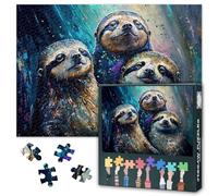 1000 Pieces Puzzles for Adults Sloth,Hard Difficult Challenging Jigsaw Puzzles Smiley Animals Splash Oil Painting Style Painting Puzzle Games for Adults 50x70 cm
