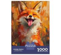 1000 Pieces Puzzles for Adults Smiling Happy Fox Painting Jigsaw Puzzle Family Games Difficult Hard Unique Gifts for Birthday And Christmas 70x50cm/1000pcs