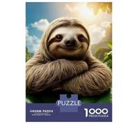1000 Pieces Puzzles for Adults Smiling Sloth in Jungle, Nursery, Cute Animal Jigsaw Puzzle Hands-on Game Home Decoration Unique Gifts for Birthday And Christmas 52x38cm/1000pcs