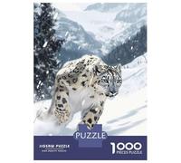 1000 Pieces Puzzles for Adults Snow Leopard Running Jigsaw Puzzle Family Games Difficult Hard Unique Gifts for Birthday And Christmas 38x26cm/1000pcs