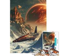 1000 Pieces Puzzles for Adults Spaceship Over Frozen Planet Challenging To Complete Stress Reliever Educational Games for Age 14+ Game (38x26cm)