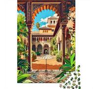 1000 Pieces Puzzles for Adults Spanish Palace Courtyard Art Print Jigsaw Puzzle Family Games Difficult Hard Unique Gifts for Birthday And Christmas 38x26cm/1000pcs