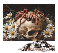 1000 Pieces Puzzles for Adults Spider on Skull Creative Square Jigsaw Puzzles for Adults, Wooden Puzzles Home Decoration Jigsaw Puzzles 1000pcs (75x50cm)