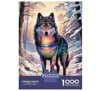 1000 Pieces Puzzles for Adults Spirit of The Seasons - Wolf Landscape Double Exposure Art Jigsaw for Adults Anti-Stress Toys Difficult Hard Difficult And Challenge 52x38cm/1000pcs