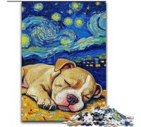 1000 Pieces Puzzles for Adults Staffordshire Bull Terrier Night Sky Made of Wood, Perfect for Family Fun on Birthdays, Christmas 50x75cm Engaging Family Game Night Activity