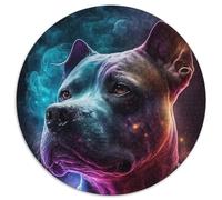 1000 Pieces Puzzles for Adults Staffordshire Bull Terriers 1000 Piece Round Puzzle Ideal for Family Fun, Relaxation 67.5x67.5cm