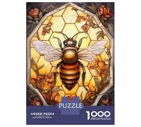1000 Pieces Puzzles for Adults Stained Glass Bee Art Print Jigsaw for Adults Family Games Difficult Challenge Unique Gifts for Birthday And Christmas 70x50cm/1000pcs