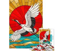 1000 Pieces Puzzles for Adults Stained Glass Crane Flying Over Water Challenging To Complete Stress Reliever Educational Games for Age 14+ Game (38x52cm)
