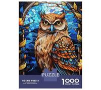 1000 Pieces Puzzles for Adults Stained Glass Owl Portrait Puzzle for Adults Toy Wall Decor Analysis And Logic Unique Gifts for Birthday And Christmas 70x50cm/1000pcs