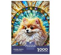 1000 Pieces Puzzles for Adults Stained Glass Pomeranian Jigsaws for Adults Relax Games Enhance Memory Unique Gifts for Birthday And Christmas 70x50cm/1000pcs