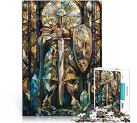 1000 Pieces Puzzles for Adults Stained Glass Sentinel Intellektuelles Spiel denn eignet sich ideal als Geschenk für die ganze Familie52x38cm