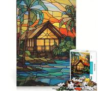 1000 Pieces Puzzles for Adults Stained Glass Tropical Nature, Brain Teaser Game, Interesting Stress Reduction, Great Gift for Gaming 50x75cm