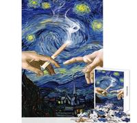 1000 Pieces Puzzles for Adults Starry Night Pass Joint No Judgment Fun Family Connection Activity Memorable Christmas Giftsing Option (38x52cm)
