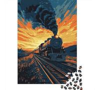 1000 Pieces Puzzles for Adults Steam Train Sunset Landscape-3 Jigsaw Puzzle Hands-on Game Home Decoration Unique Gifts for Birthday And Christmas 52x38cm/1000pcs