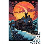 1000 Pieces Puzzles for Adults Steam Train Winter Night Jigsaw Puzzle Hands-on Game Home Decoration Unique Gifts for Birthday And Christmas 38x26cm/1000pcs