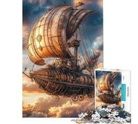 1000 Pieces Puzzles for Adults Steampunk Airship Jigsaw Puzzle 1000 Anti-Stress Toys Tough Challenge Unique Challenge Game (38x52cm)