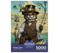 1000 Pieces Puzzles for Adults Steampunk Otter Fishing Jigsaws for Adults Relax Games Enhance Memory Unique Gifts for Birthday And Christmas 38x26cm/1000pcs