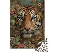 1000 Pieces Puzzles for Adults Steampunk Tiger Art Print Jigsaw Puzzle Hands-on Game Home Decoration Unique Gifts for Birthday And Christmas 70x50cm/1000pcs