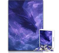 1000 Pieces Puzzles for Adults Storm Dragon in Electric Sky Enjoy Cozy Calm Downtime Hours Clean Cut Durable Play Craft Toy Size 50x75cm