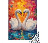 1000 Pieces Puzzles for Adults Swan Love Painting Artwork-3 Jigsaw Puzzle Family Games Difficult Hard Unique Gifts for Birthday And Christmas 38x26cm/1000pcs