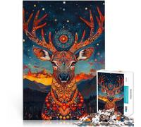 1000 Pieces Puzzles for Adults teenagers Deer Art Style Made of wood for age 14+ Each piece is unique - Fun and challenging game for the whole ideas。size：50x75cm/19.68x29.52inch