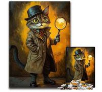 1000 Pieces Puzzles for Adults Teenagers Detective Cat Puzzle Fun Games, Is Ideal As A Gift for The Whole Family for for Age 14 26X38CM