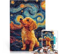 1000 Pieces Puzzles for Adults teenagers Doggy Starry Night Made of wood,for age 14 years and over Home art decoration 。size:50x75cm/14.96x20.47inch