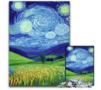 1000 Pieces Puzzles for Adults Teenagers Fields Under The Night Sky Cardboard Puzzles Educational Games, with Matching Poster And Trivia Sheet for Age 14 Years Up 26X38CM