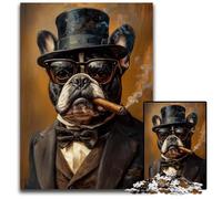 1000 Pieces Puzzles for Adults Teenagers French Bulldog Smoking Cardboard Jigsaw Puzzles for Adults Teenagers Learning Educational Toys Family Games 26X38CM