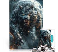 1000 Pieces Puzzles for Adults teenagers Full Moon Werewolf Fury Made of cardboard,Suitable for people aged 14 and above Hands-on Game A work of art。size:26x38cm/10.24x14.96inch
