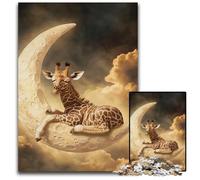 1000 Pieces Puzzles for Adults Teenagers Giraffe on The Moon Wooden Puzzles for Teenagers, Couples, And Friends for Birthdays, Christmas 50X75CM
