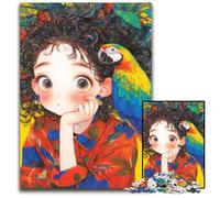 1000 Pieces Puzzles for Adults Teenagers Girl And Parrot Puzzle Fun Games, Is Ideal As A Gift for The Whole Family for for Age 14 26X38CM