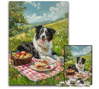 1000 Pieces Puzzles for Adults Teenagers Happy Border Collie Wooden Puzzles for Home Decoration Gifts, Family Challenging Toy Perfect for Game Nights 50X75CM