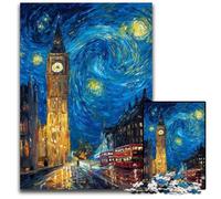 1000 Pieces Puzzles for Adults Teenagers London Under The Night Sky Cardboard Puzzles Educational Games, with Matching Poster And Trivia Sheet for Age 14 Years Up 26X38CM