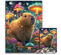1000 Pieces Puzzles for Adults Teenagers Mushroom Capybara Wooden Puzzles for Home Decoration Gifts, Family Challenging Toy Perfect for Game Nights 50X75CM