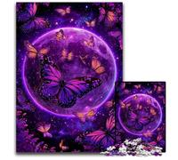 1000 Pieces Puzzles for Adults Teenagers Purple Butterfly Planet Wooden Puzzles for Home Decoration Gifts, Family Challenging Toy Perfect for Game Nights 50X75CM