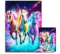 1000 Pieces Puzzles for Adults Teenagers Rainbow Horse Wooden Jigsaw Puzzles Fun Games, Is Ideal As A Gift for The Whole Family for for Age 14 50X75CM