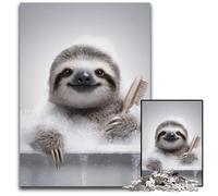 1000 Pieces Puzzles for Adults Teenagers Sloth Taking A Bath Wooden Jigsaw Puzzles Fun Games, Is Ideal As A Gift for The Whole Family for for Age 14 50X75CM