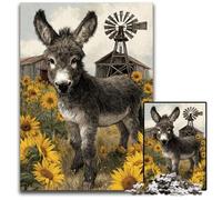 1000 Pieces Puzzles for Adults Teenagers Sunflower And Baby Donkey Wooden Jigsaw Puzzles Fun Games, Is Ideal As A Gift for The Whole Family for for Age 14 50X75CM