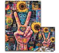 1000 Pieces Puzzles for Adults Teenagers Sunflower Hello Gesture Wooden Jigsaw Puzzles Fun Games, Is Ideal As A Gift for The Whole Family for for Age 14 50X75CM