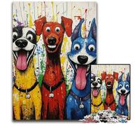 1000 Pieces Puzzles for Adults Teenagers Three Happy Dogs Wooden Jigsaw Puzzles for Birthdays, Holidays, And Home Decor 50X75CM
