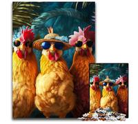 1000 Pieces Puzzles for Adults Teenagers Three Roosters Wooden Jigsaw Puzzles Fun Games, Is Ideal As A Gift for The Whole Family for for Age 14 50X75CM