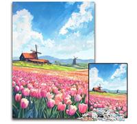 1000 Pieces Puzzles for Adults Teenagers Tulip Garden Puzzle Fun Games, Is Ideal As A Gift for The Whole Family for for Age 14 50X75CM