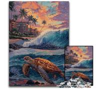 1000 Pieces Puzzles for Adults Teenagers Turtle on The Beach Wooden Puzzles for Teenagers, Couples, And Friends for Birthdays, Christmas 50X75CM