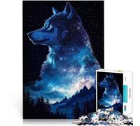 1000 Pieces Puzzles for Adults teenagers Wolf Galaxy Night Made of cardboard,for and from 14 years and over Intellectual game Christmas Birthday Gift。size:38x52cm/14.96x20.47inch