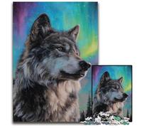 1000 Pieces Puzzles for Adults Teenagers Wolf Under The Aurora Cardboard Jigsaw Puzzles Fun Games, Is Ideal As A Gift for The Whole Family for for Age 14 26X38CM