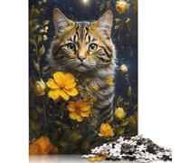 1000 Pieces Puzzles for Adults 'The Cat And The Dandelions Creative Square Jigsaw Puzzles for Adults, Wooden Puzzles Home Decoration Jigsaw Puzzles 1000pcs (75x50cm)