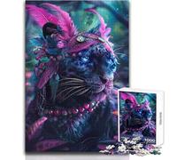 1000 Pieces Puzzles for Adults The Enchanted Panther Enjoy Cozy Calm Downtime Hours Clean Cut Durable Play Craft Toy Size 50x75cm