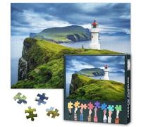 1000 Pieces Puzzles for Adults The Faroe Islands Mikinski Lighthouse,Hard Difficult Challenging Jigsaw Puzzles Natural Scenery Puzzle Games for Adults 50x70 cm